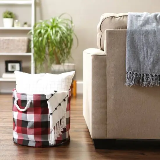 DII&reg; 15" Tri Color Round Fabric Bin Tri Color Cardinal Red {7}