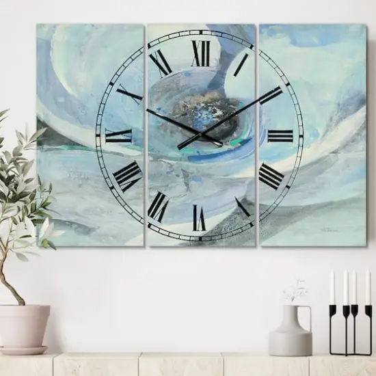 Designart Moonlight Magnolia Farmhouse Watercolor 3 Panel Wall Clock {3}