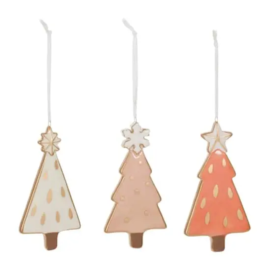 4" Ceramic Pine Tree Ornaments Set {3}
