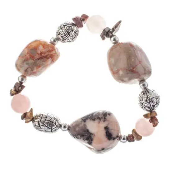 John Bead Jasper Pink Natural Stone Bracelet {5}