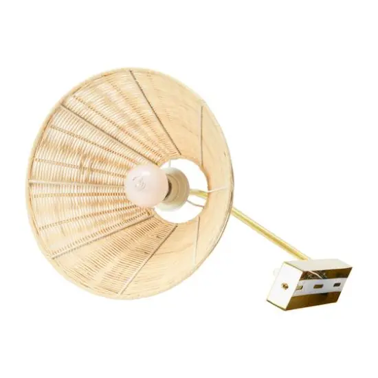 Hello Honey&reg; Rattan & Metal Wall Sconce Brushed Brass {7}