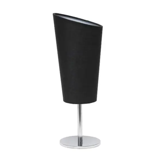 Simple Designs™ 12.5" Mini Chrome Table Lamp with Angled Fabric Shade Black {1}