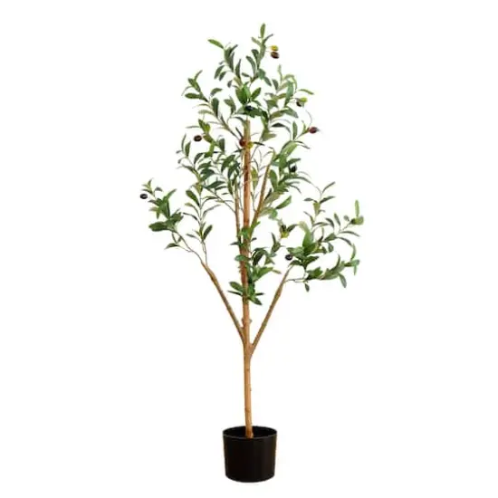 4ft. Potted Artificial Olive Tree with Natural Trunk {1}