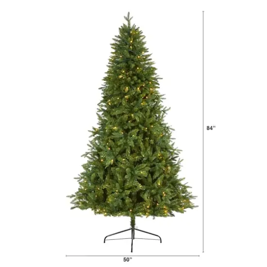 7ft. Pre-Lit New Hampshire Fir Artificial Christmas Tree, Clear LED Lights {3}