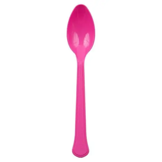 JAM Paper Premium Disposable Plastic Spoons, 48ct. Fuchsia Hot Pink {3}