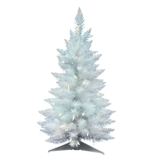 2.5ft. Pre-Lit Sparkle White Spruce Artificial Christmas Tree, Warm White Lights {1}