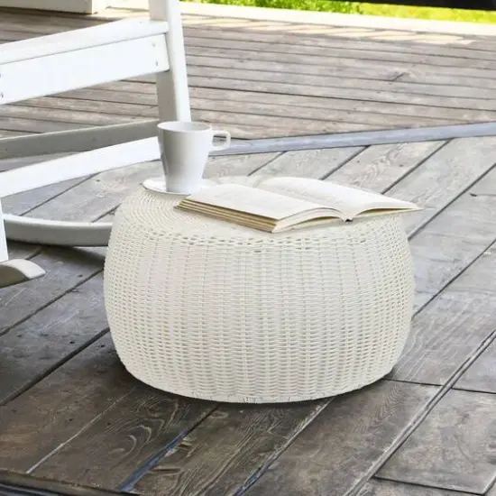 Household Essentials 9" Woven Storage Ottoman White {3}