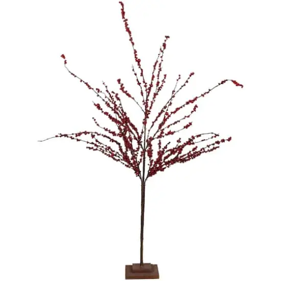 4ft. Unlit Red Berry Artificial Twig Christmas Tree with Square Stand {1}