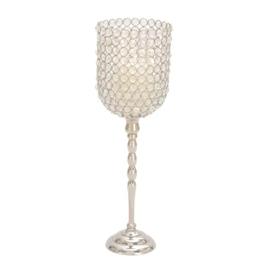 Clear Aluminum and Crystal Glam Candle Holder, 19" x 6" x 6" {3}