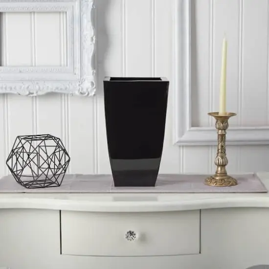 13" Black Tapered Square Metal Planter {4}