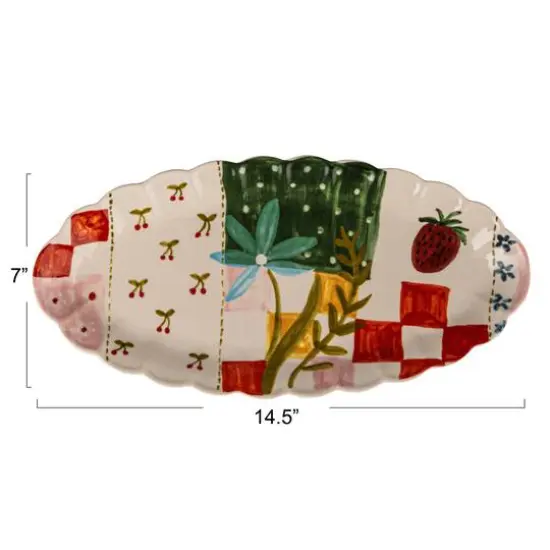Hello Honey&reg; 14.5" Picnic Daydream Stoneware Platter {5}