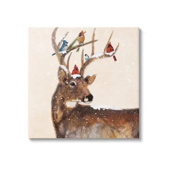 Stupell Industries Cardinals Perched Snowy Antlers Canvas Wall Art {1}