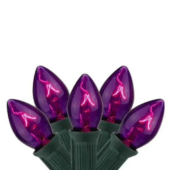 25ct. C7 Christmas String Lights with Green Wire Purple {1}