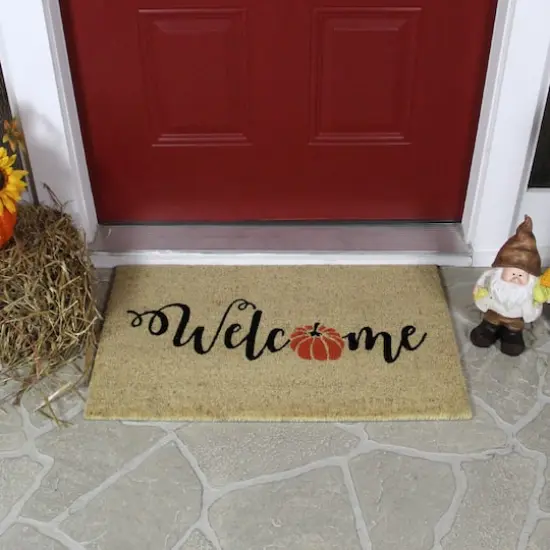 Orange Pumpkin "Welcome" Fall Harvest Doormat {4}