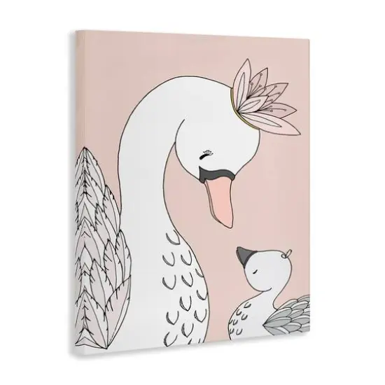 Stupell Industries Mother & Baby Swan Flower Crowns Princess Animals Canvas Wall Art {4}