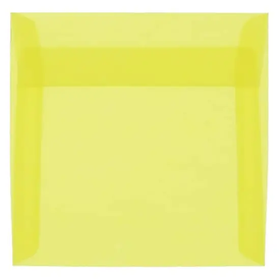 JAM Paper 6.5" x 6.5" Square Translucent Vellum Envelopes, 25ct. Primary Yellow {1}