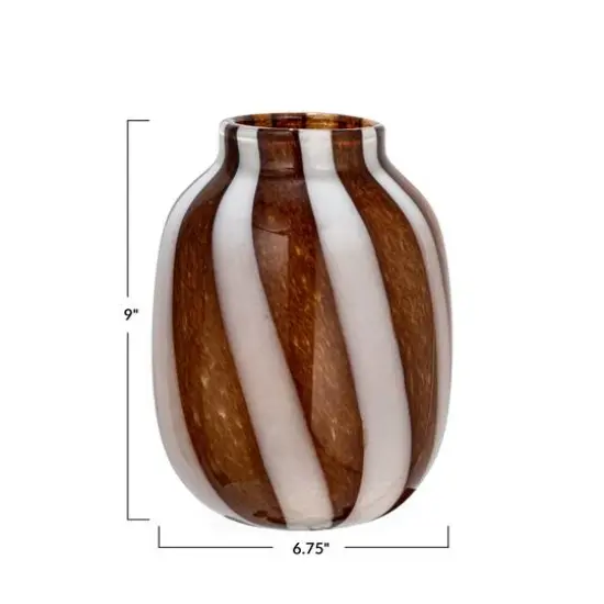 Hello Honey&reg; 9" Brown & White Striped Glass Vase {6}