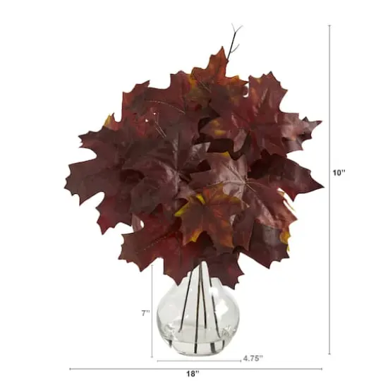 10" Autumn Maple Leaf Plant in Glass Planter {3}