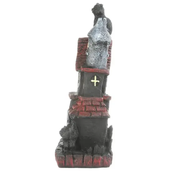 7" Black Cats Haunted House with LED Light {10}