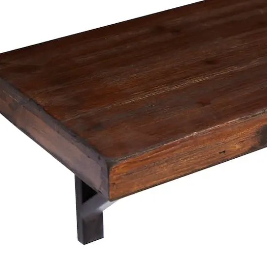 Brown Wood Industrial Wall Shelf Set {4}