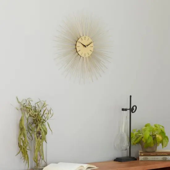 19" Gold Metal Contemporary Wall Clock {9}