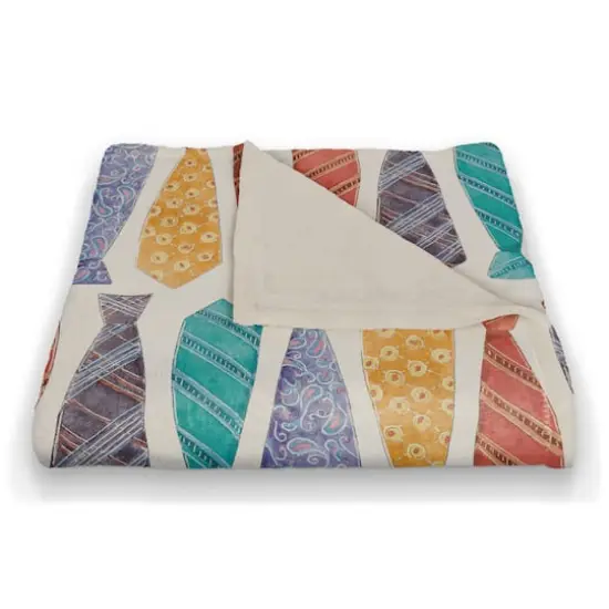 Colorful Tie Pattern Coral Fleece Blanket {3}