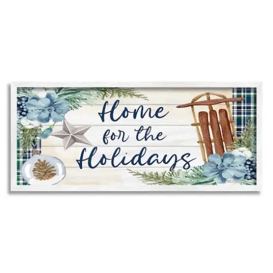 Stupell Industries Home For The Holidays Tartan Framed Giclee Art White {1}