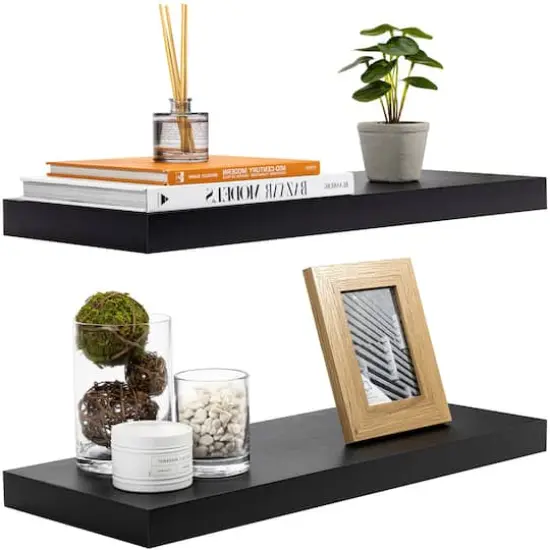 Sorbus 23.7" Extra Long Decorative Floating Shelves, 2ct. Black {1}