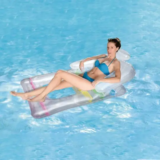5ft. Clear Inflatable Swimming Pool Float Lounger with Backrest {3}