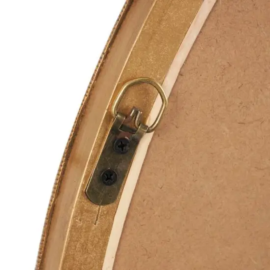 33" Brown Ribbed Wooden Wall Mirror {6}