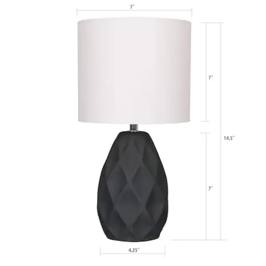 14.5" Gray Ceramic Table Lamp with White Fabric Shade by Ashland® {5}