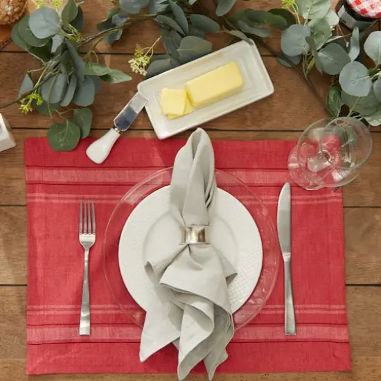 DII&reg; French Stripe Placemats, 6ct. Red {6}