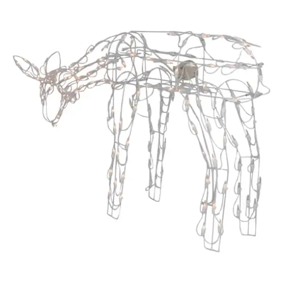 3.5ft. Lighted White Feeding Reindeer Animated Outdoor Christmas Decoration {5}