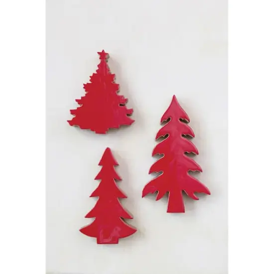 Hello Honey&reg; 8" Enameled Mango Wood Christmas Tree Red {4}