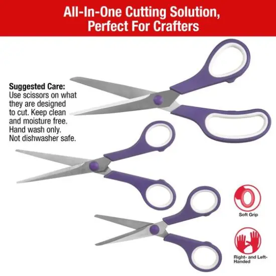 SINGER&reg; Multi-Size Purple 9 Piece Comfort Grip Scissor Set {7}