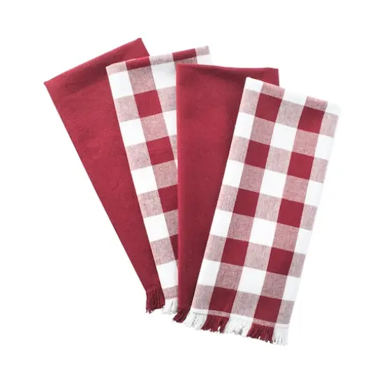 DII&reg; Assorted Wine Heavyweight Fringed Dishtowel (Set of 4) {4}
