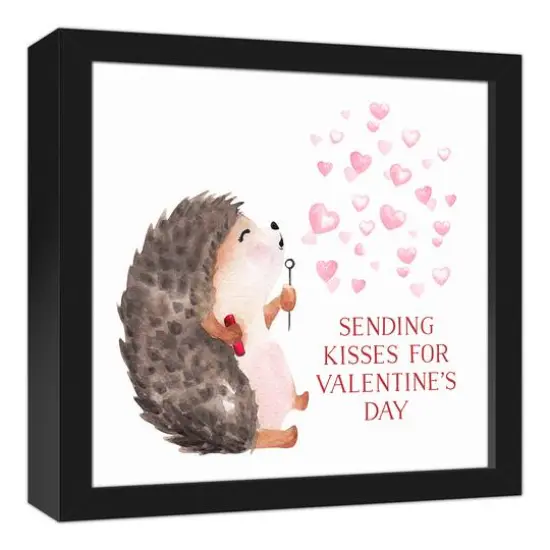 Hedgehog Heart Bubbles Blacked Framed Canvas Wall Art {3}