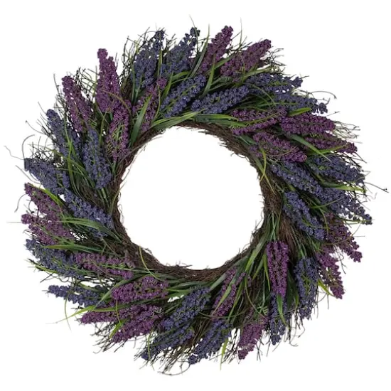 22'' Lavender Spiral Vine Artificial Wreath {1}