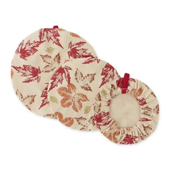 DII&reg; Rustic Leaves Print Dish Cover Set {3}