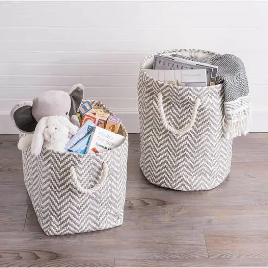 DII&reg; Large Gray Chevron Rectangular Paper Bin {5}
