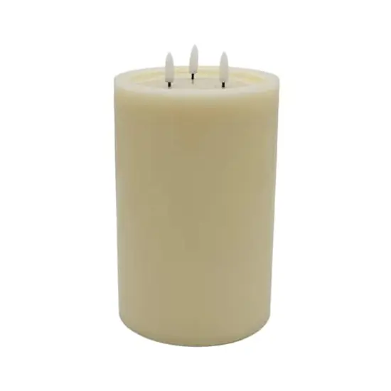 6" x 9" Flickering 3-Wick LED Wax Pillar Candle by Ashland&reg; Ivory {1}