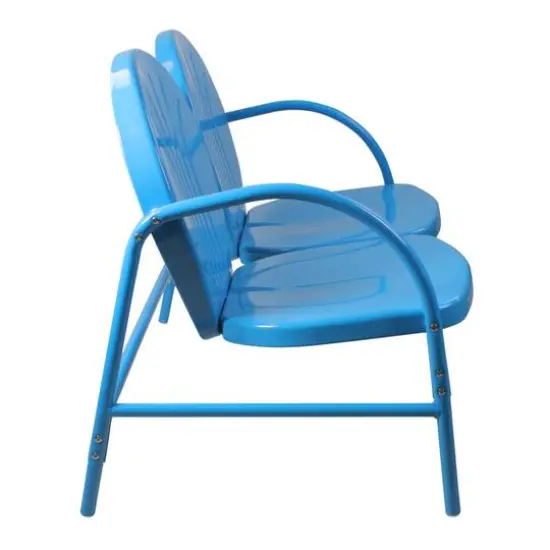 47" Outdoor Retro Tulip Loveseat Sky Blue {5}