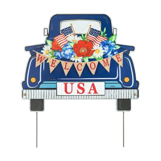 Glitzhome&reg; 26" Patriotic America Metal Truck Yard Stake {1}