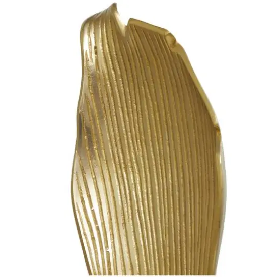 39.75" Gold Aluminum Textured Abstract Leaf Sculpture D&eacute;cor {7}
