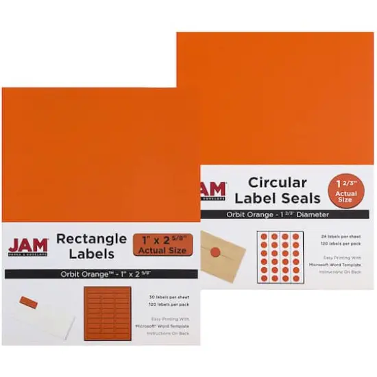 JAM Paper Orange Mailing Address Label Combo Set {1}