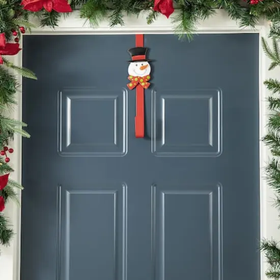 Glitzhome&reg; 14" Christmas Metal Elf, Snowman & Santa Wreath Hanger Set {5}