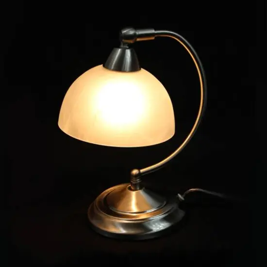 Elegant Designs 13" Brushed Nickel Banker's Desk Lamp with Touch Base {3}