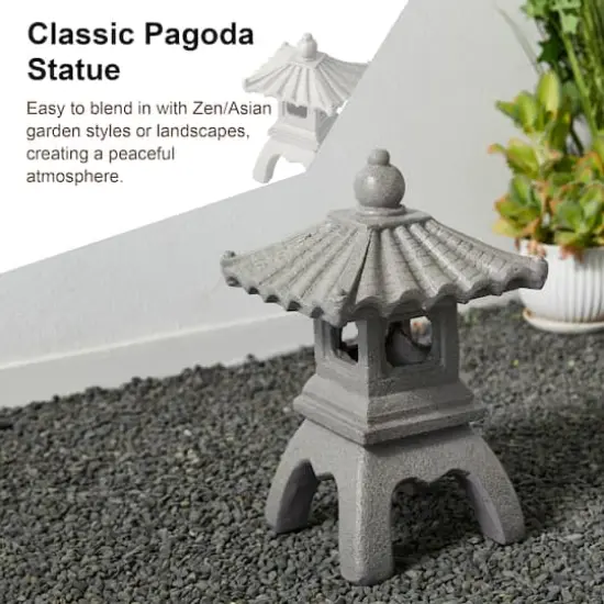 Glitzhome&reg; 16" MGO Faux Concrete Pagoda Garden Statue {4}