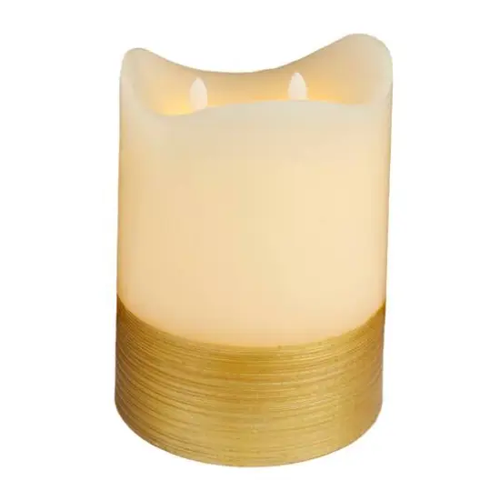 Cream & Gold Traditional Flameless Candle {6}
