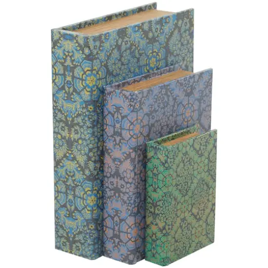 Geometric Floral Canvas Faux Book Box Set {9}